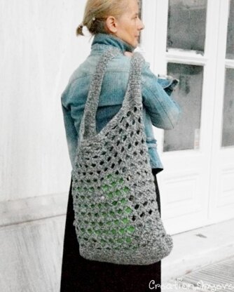 Grey crochet hobo bag