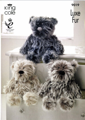 Luxe Fur Bears Toys in King Cole Big Value Aran and Luxe Fur - 9019