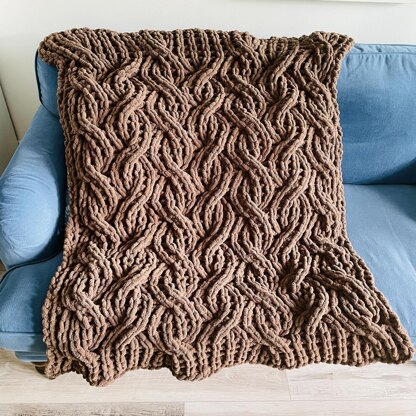 Ribbed Cable Throw Blanket