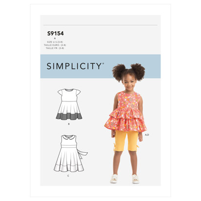Simplicity Children's Dress, Top, Tunic & Leggings S9154 - Paper Pattern, Size A (3-4-5-6-7-8)