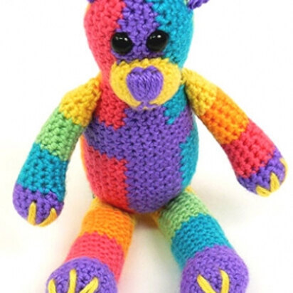 Rainbow Bear Toy in Caron Simply Soft & Simply Soft Brites - Downloadable PDF