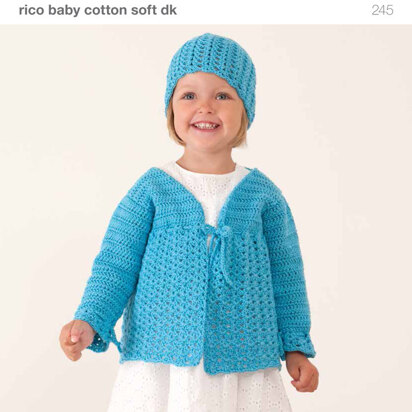 Lacy Cardigan and Lacy Hat Set in Rico Baby Cotton Soft DK - 245