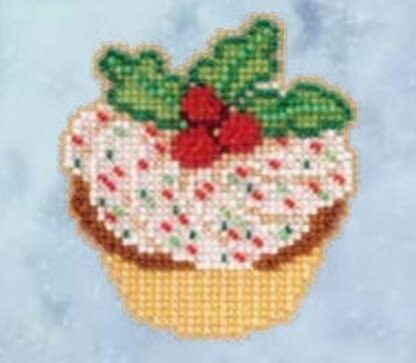 Mill Hill Holly Cupcake Cross Stitch Kit - 2.5in x 3in