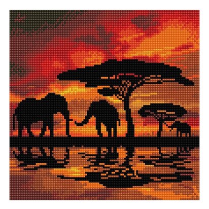 Crystal Art Elephant Silhouette, 30x30cm Diamond Painting Kit