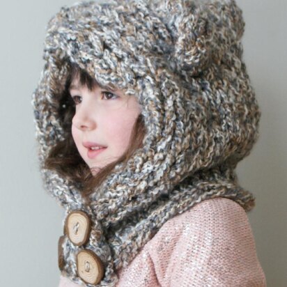 Chunky Bear Hood (Hat 007) - knitting pattern