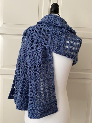 Easy Crochet Wrap Shawl Pattern: Blue-Easy Wrap Shawl