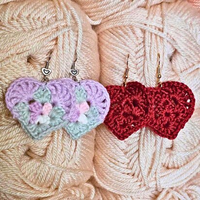 Mini Granny Square Heart Earrings