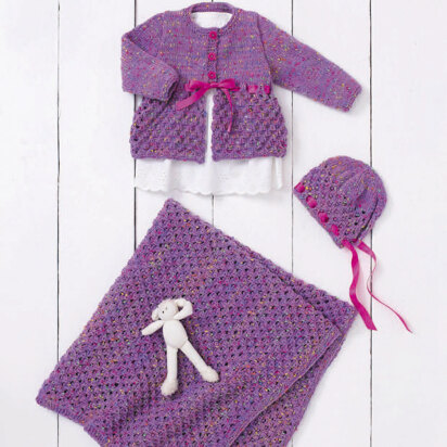 Coat, Bonnet & Blanket in Sirdar Snuggly Doodle DK - 4931 - Downloadable PDF