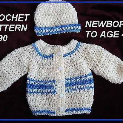 490 BABY CARDIGAN SWEATER AND HAT