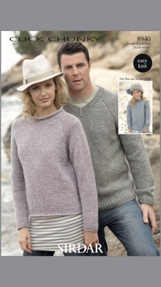 Round neck sweater with roll edges