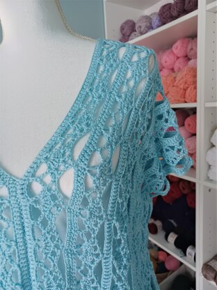 Ice Blue Crochet Lace Blouse