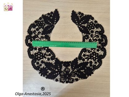 Detachable black lace crochet collar