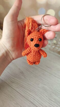 Mini red Squirrel keychain amigurumi