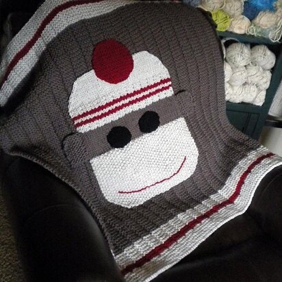 Sock Monkey Knitted Baby Blanket
