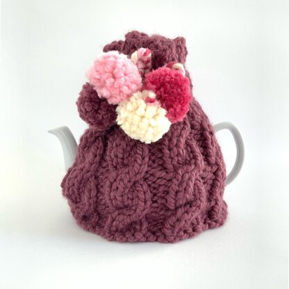 'Cables and Pompoms' Tea Cosy