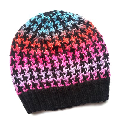 Houndstooth beanie hat