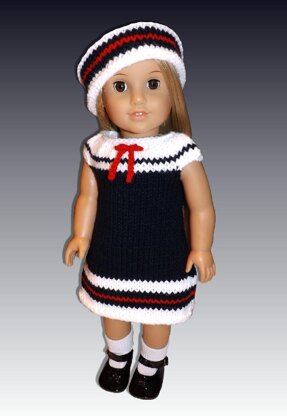 Sailor Set. Fits American Girl Doll and 18 inch. Knitting.