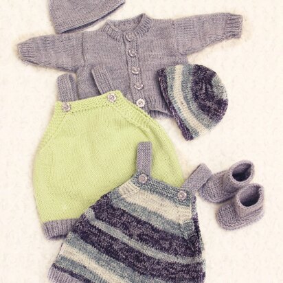 Baby Romper, Cardigan, Hat & Booties Knitting Pattern #602