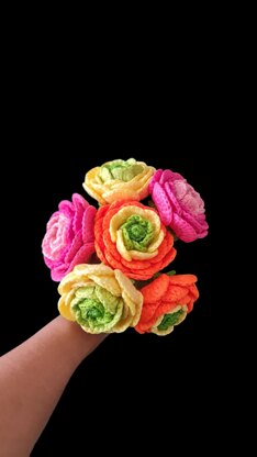 Crochet Ranunculus flowers