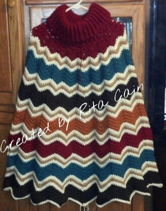 Cowl Neck Ripple Poncho