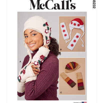 McCall's Misses' Knit Hats and Fingerless Gloves M8232 - Paper Pattern, Size All Sizes in One Envelope