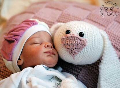 Pink Baby Bunny Toy Blanket