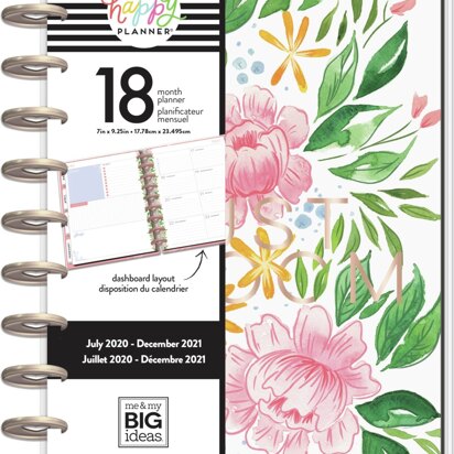 Happy Planner 18-Month Dated Medium Planner 7.75"X9.75" - Detailed Florals, July 2