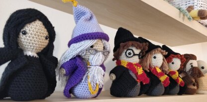 Harry Potter Gryffindor Hogwarts amigurumi crochet pattern set collection Hermione Granger Ron Weasley Hagrid Severus Snape Dumbledore Dobby