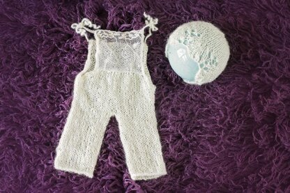 Lace Knit Overall Set