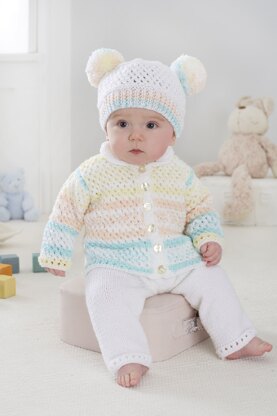 Cardigan, Trousers, Hat, Onesie and Blanket in King Cole Cherish DK - 5726 - Downloadable PDF