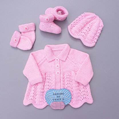 Milly Baby Cardigan, Hat, Mitts & Booties knitting pattern