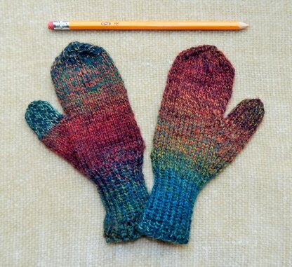 World's Simplest Mittens made with Patons Kroy Sox Yarn
