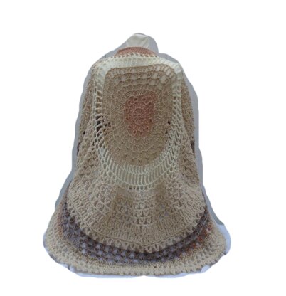 Beige Circular Long Poncho