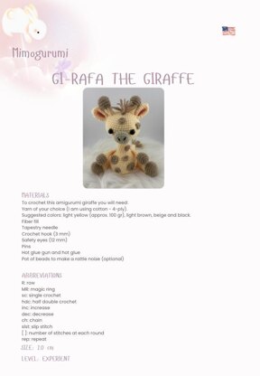 Gi–Rafa – Giraffe Amigurumi Pattern – Available in English and Portuguese