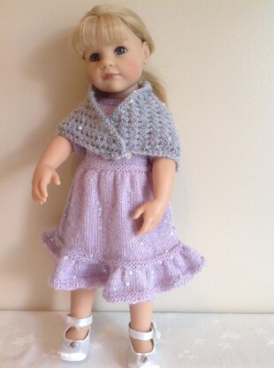 Party dress and shawl for 18" doll