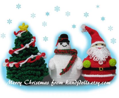Santa Claus, Snowman and Christmas Tree Amigurumi Crochet Pattern