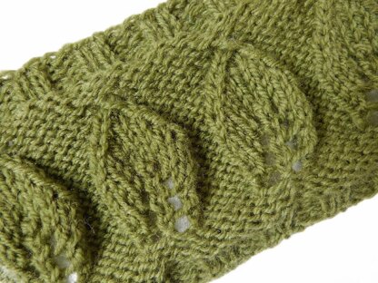 Leaf Motif Headband Knit in the Round