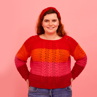 Cheerful Cable Jumper - Free Jumper Crochet Pattern For Women in Paintbox Yarns Cotton Aran by Paintbox Yarns