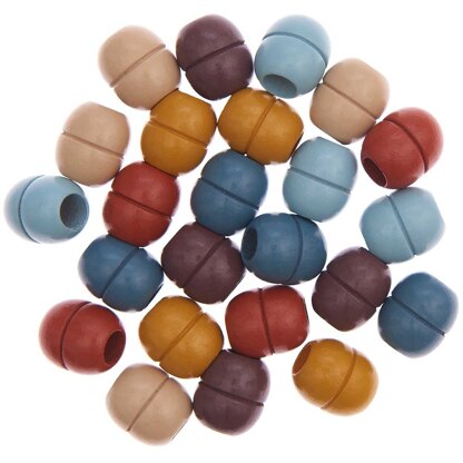 Rico Design Macramé Beads Wood Earthy Colours 24 Pcs - 85x175x22mm