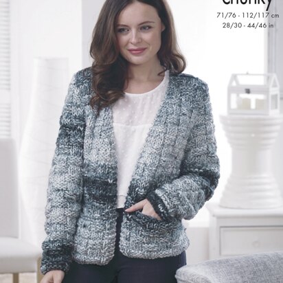 Jacket & Sweater in King Cole Big Value Super Chunky Twist - 5029 - Downloadable PDF - knitting pattern