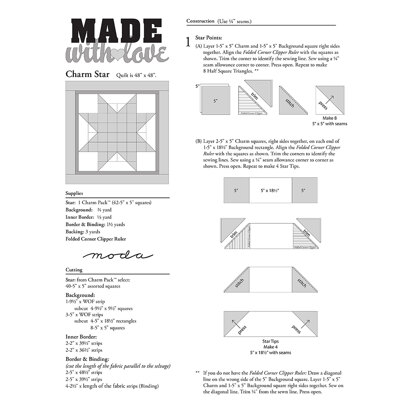 Moda Fabrics Charm Star Quilt - Downloadable PDF