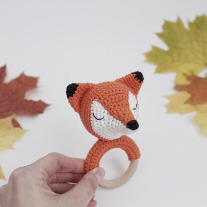Crochet fox pattern rattle toy Amigurumi pattern baby teether
