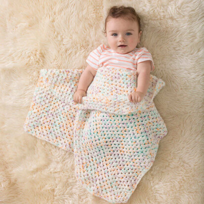 Sherbet Granny Baby Throw in Lion Brand Ice Cream - L50153 - Downloadable PDF