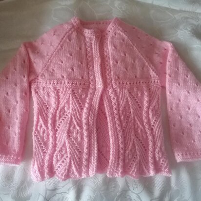 Round neck lace cardigan