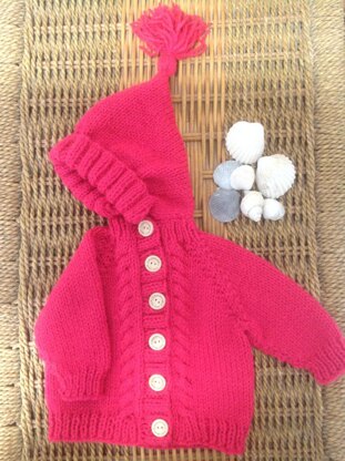 Top down hooded baby jacket
