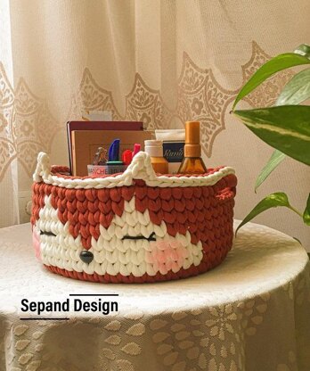 Recycled (t-shirt) yarn basket container-105