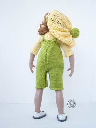 Outfit Lime and lemon for doll 16"-18" knitting flat