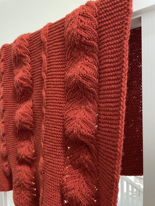 Reversible Cable and Lace Baby Blanket BJ87