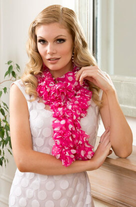 Sweetheart Ruffle Scarf in Red Heart Boutique Sassy Fabric - LW3728 - Downloadable PDF