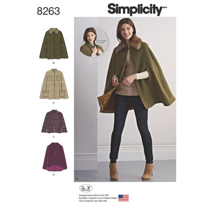 Simplicity Women's Capes and Capelets 8263 - Paper Pattern, Size A (XS-S-M-L-XL)